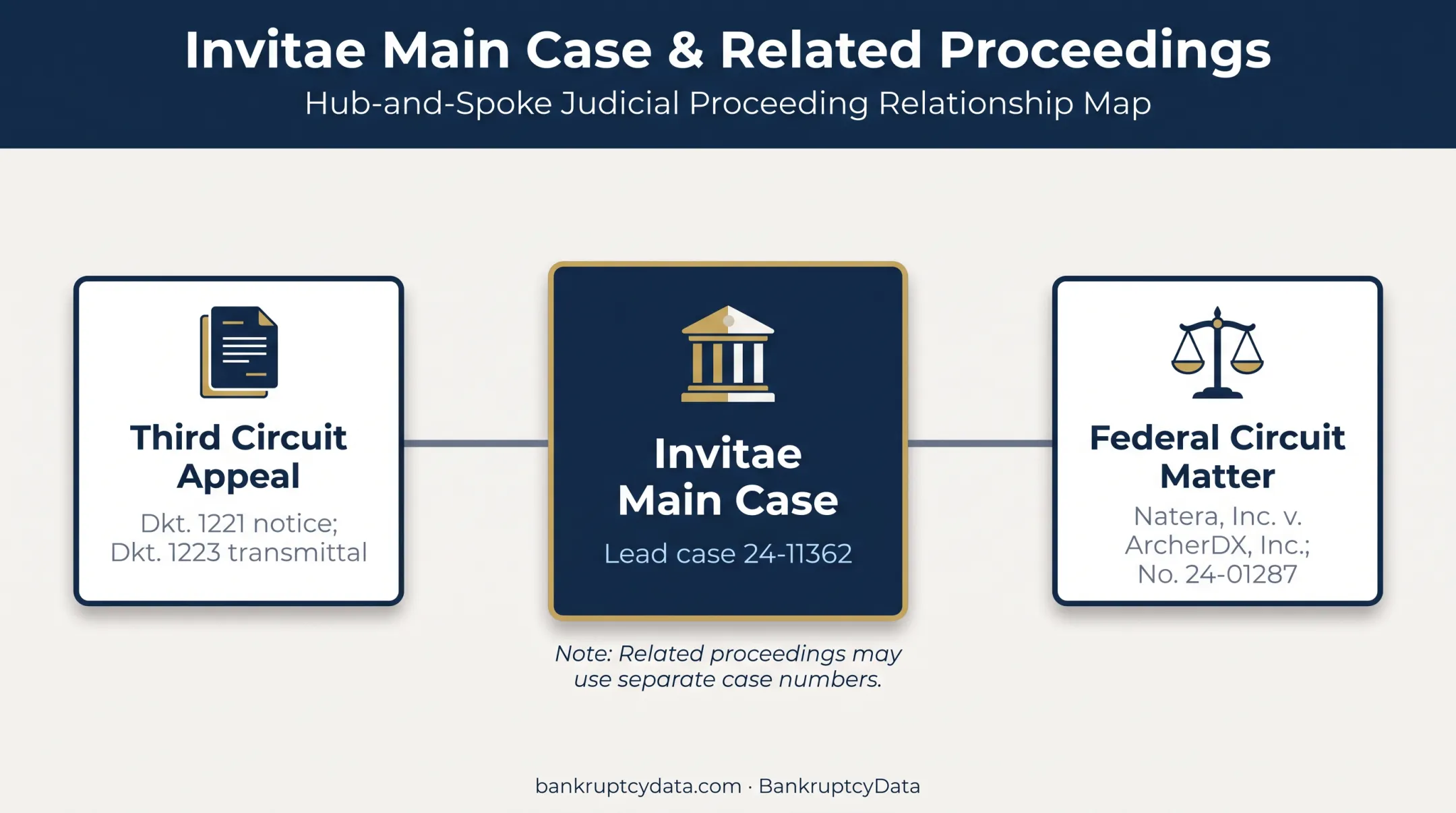 Invitae bankruptcy case and related appellate proceedings map