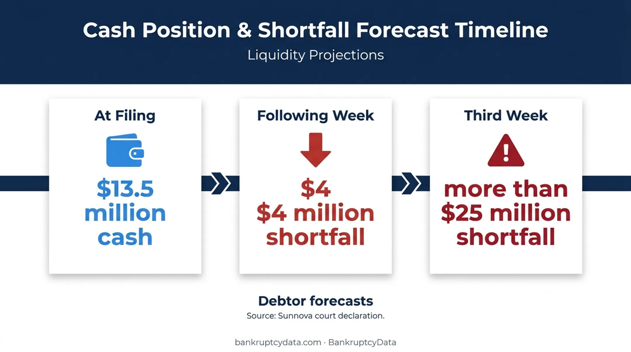 Sunnova Chapter 11 cash position and projected shortfalls timeline