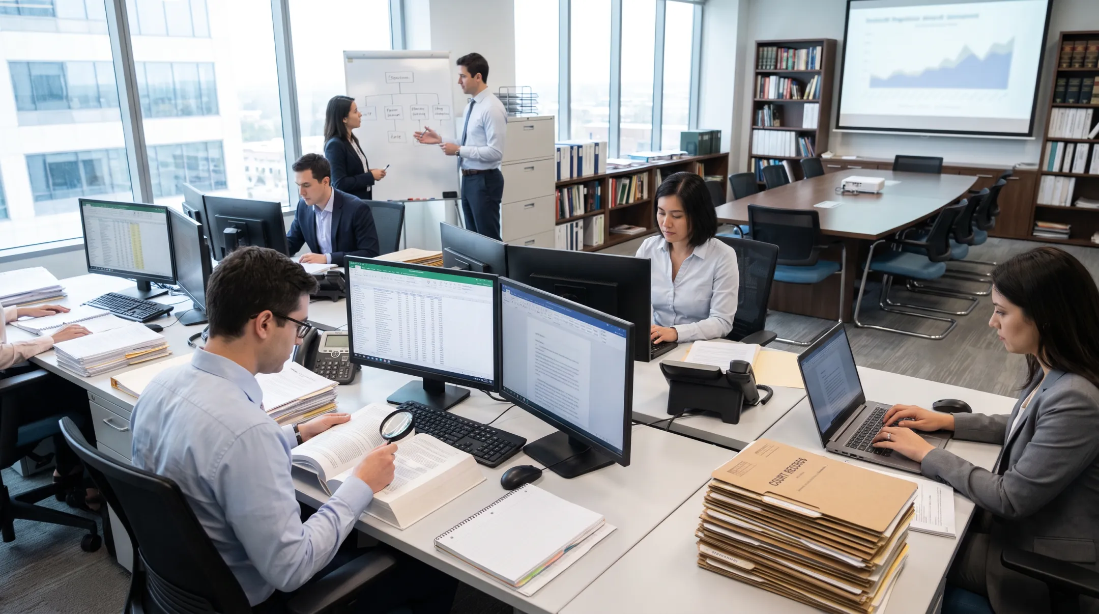 BankruptcyData research team reviewing corporate distress records