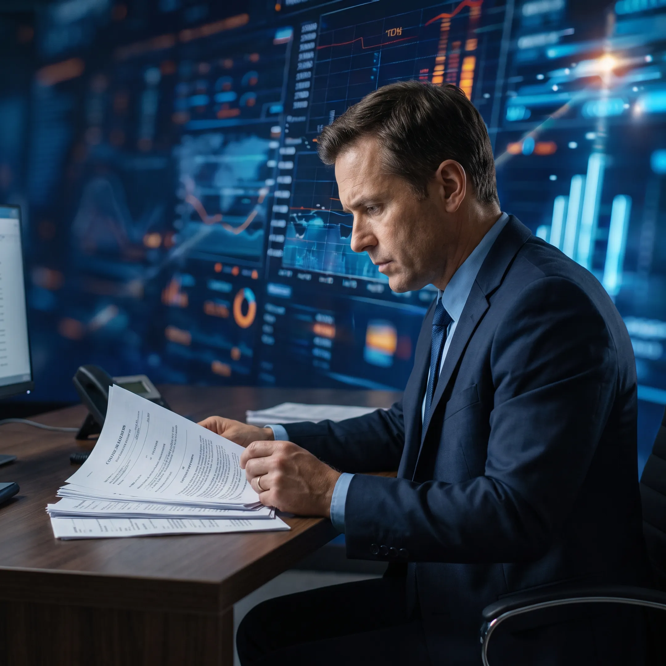 Professional analyzing integrated bankruptcy, lawsuit, court, and restructuring intelligence