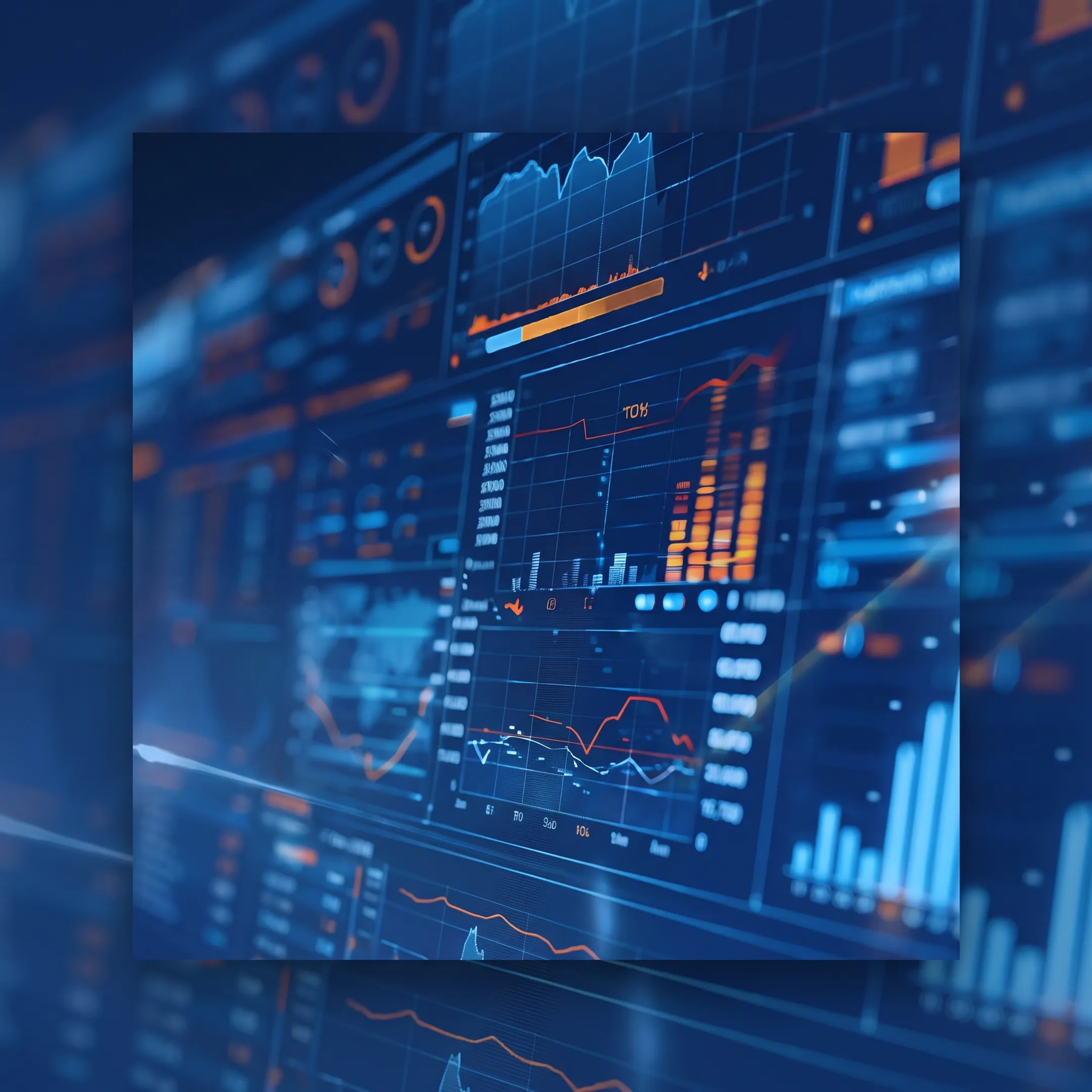 Professional reviewing credit intelligence dashboards and bankruptcy research data