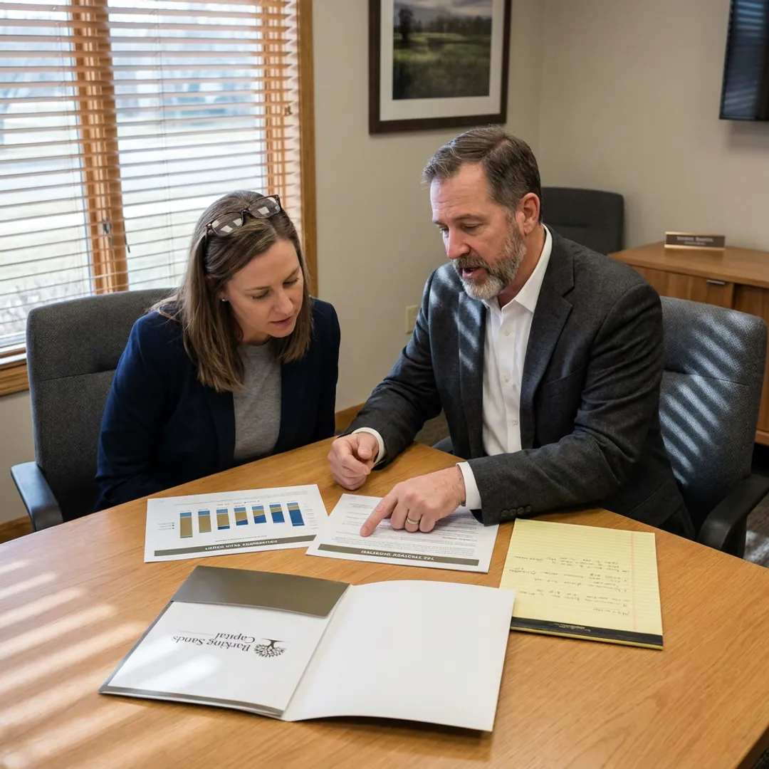Advisor reviewing business tax planning documents