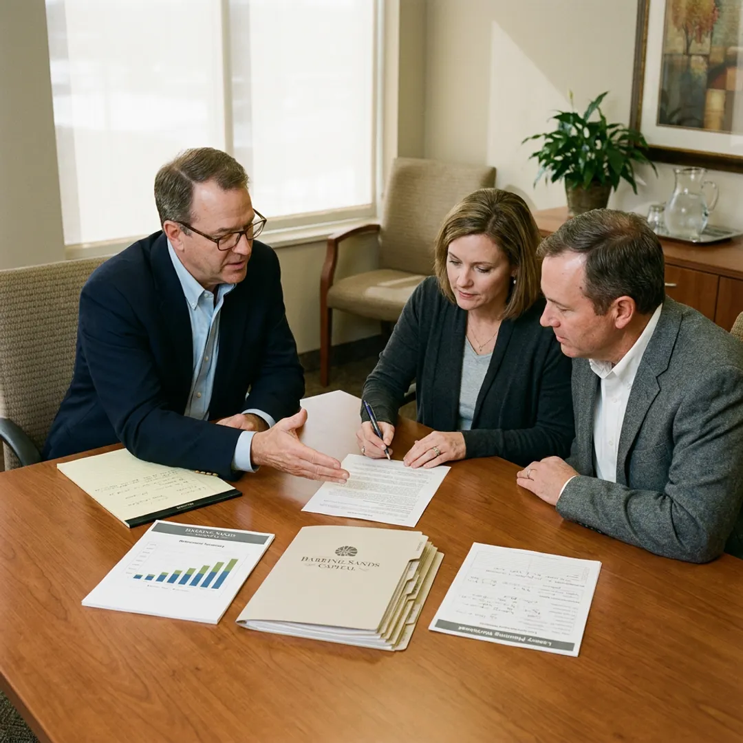 Advisor reviewing legacy planning documents with a family