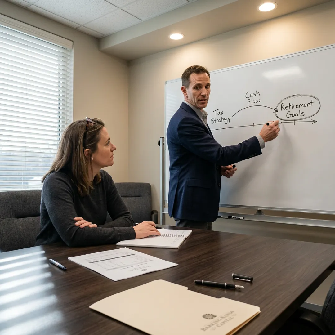 Advisor mapping a small business financial plan