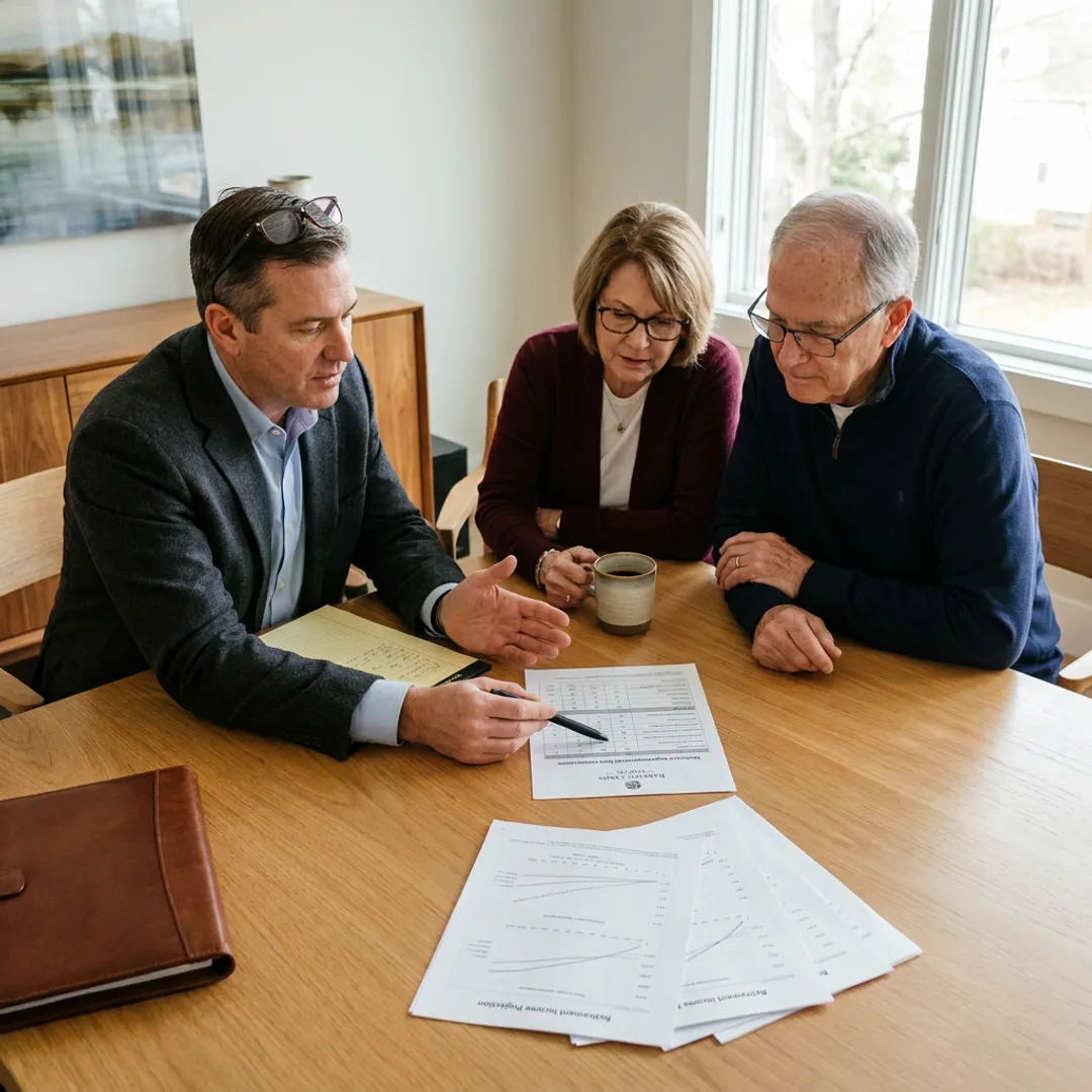Advisor reviewing retirement healthcare plan with clients
