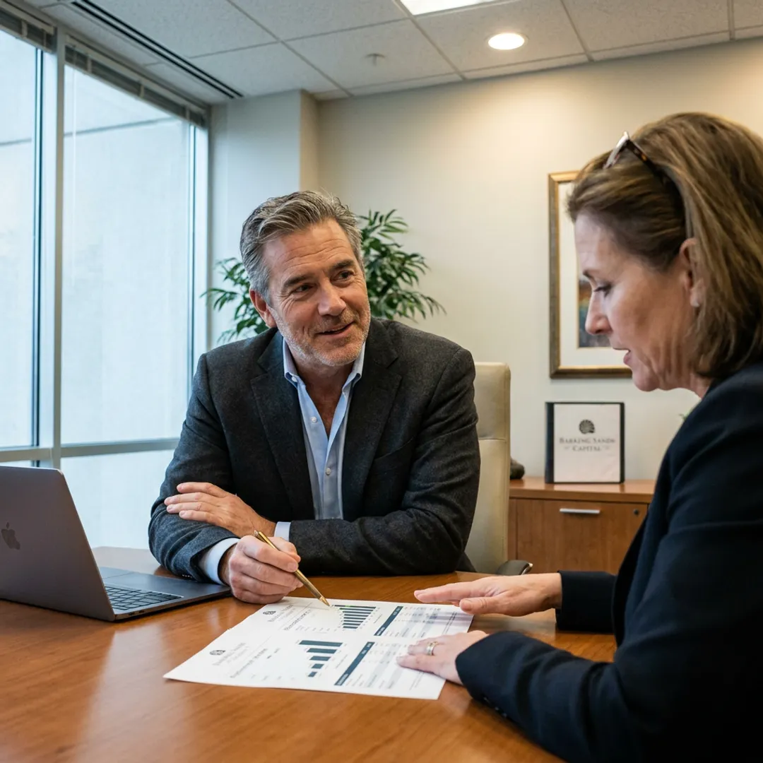 Advisor reviewing retirement planning strategy with entrepreneur