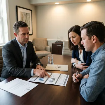 Family reviewing financial plan with advisor