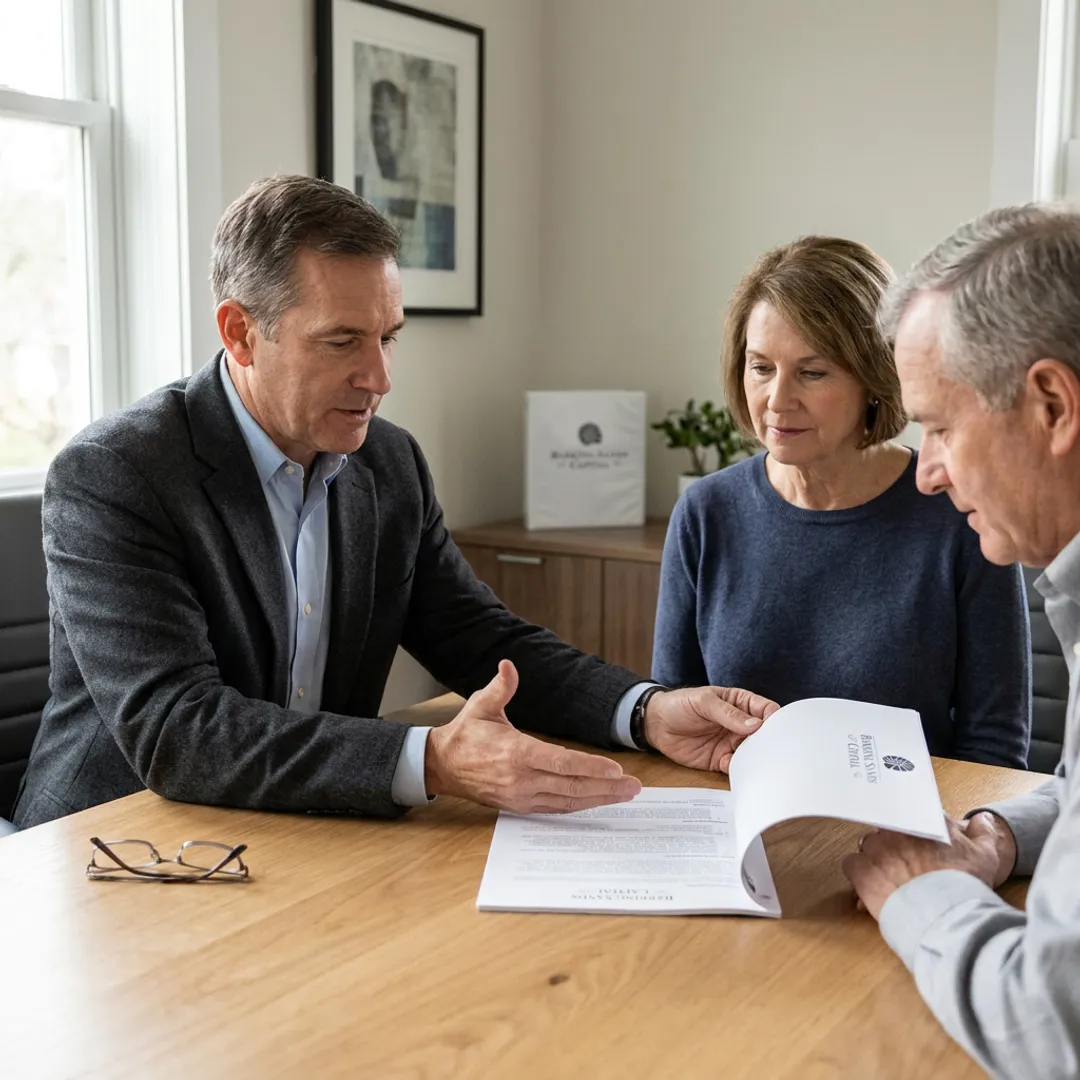 Advisor reviewing retirement plan documents with a couple