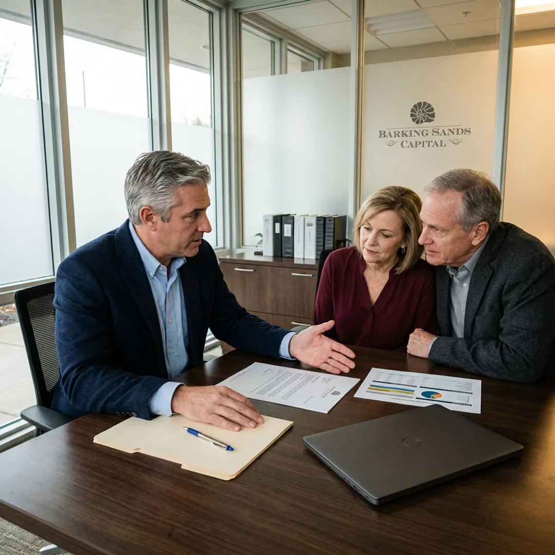Advisor reviewing retirement and estate planning documents with clients