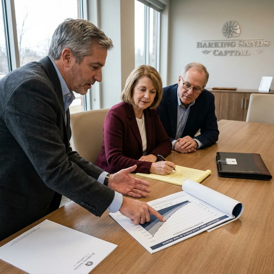 Advisor reviewing a financial plan with clients