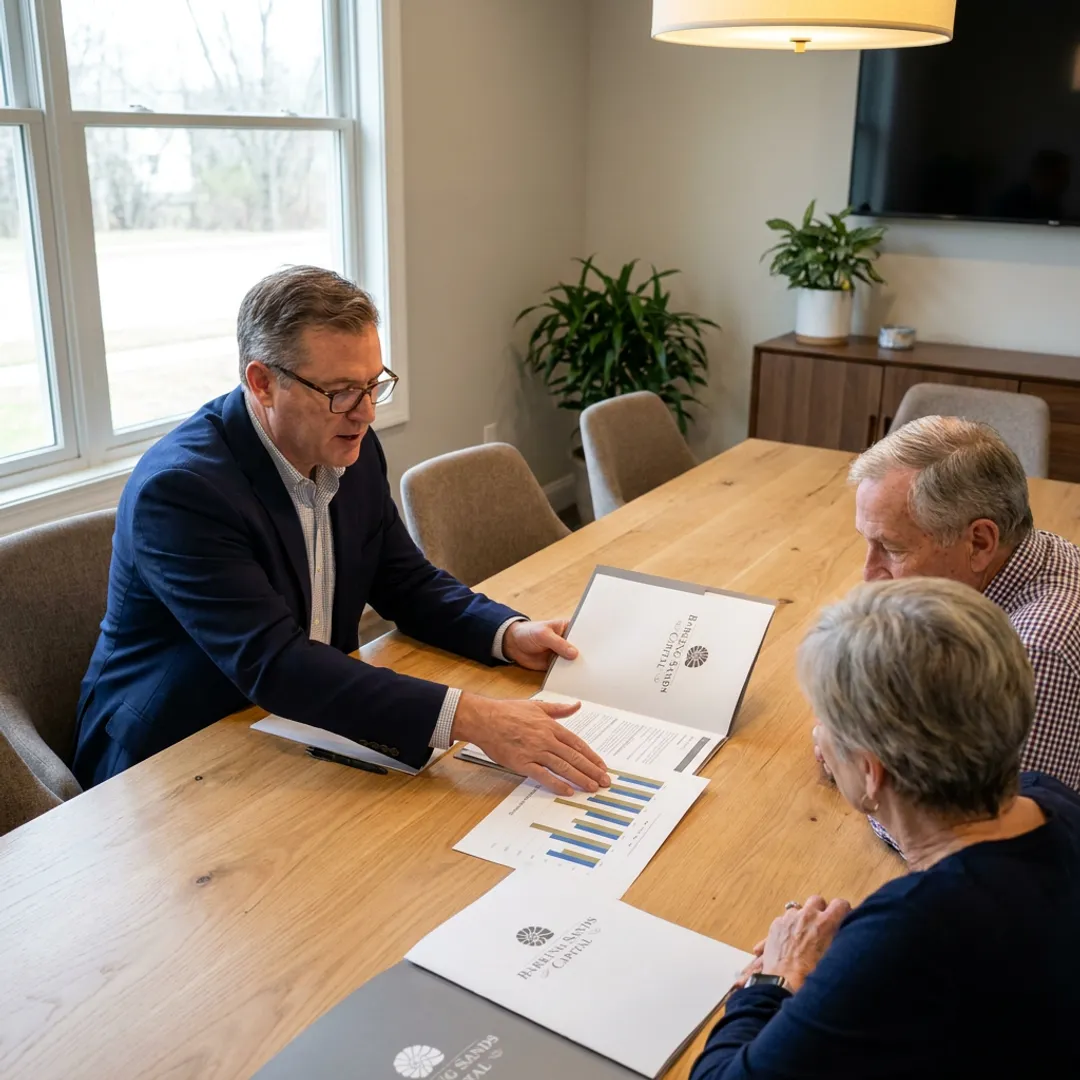 Financial advisor reviewing a wealth planning process with clients