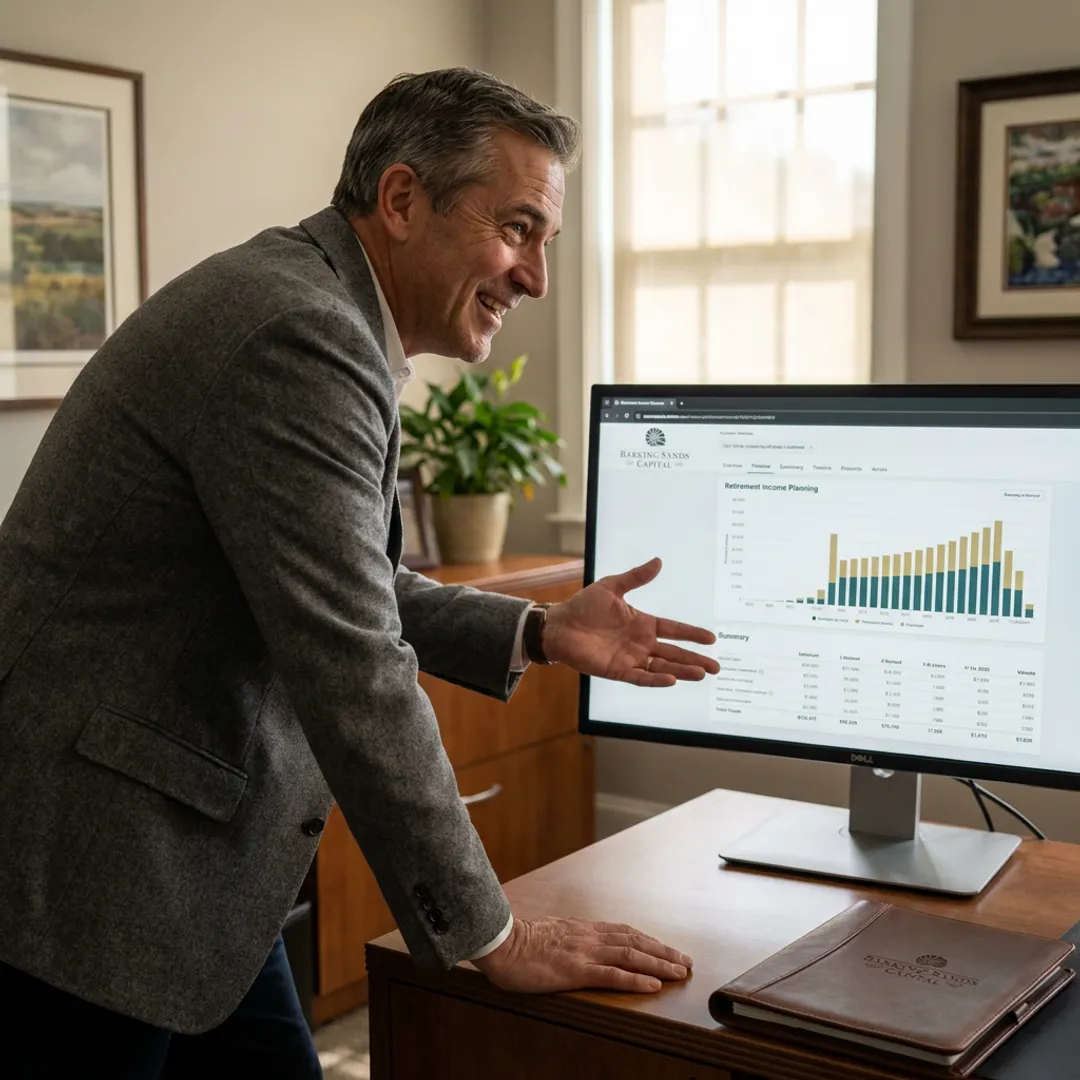 Financial planner reviewing retirement income timeline