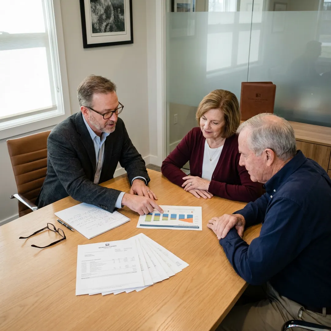 Advisor reviewing retirement income plan with couple