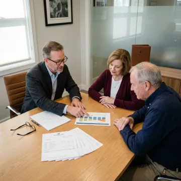 Advisor reviewing retirement income plan with couple