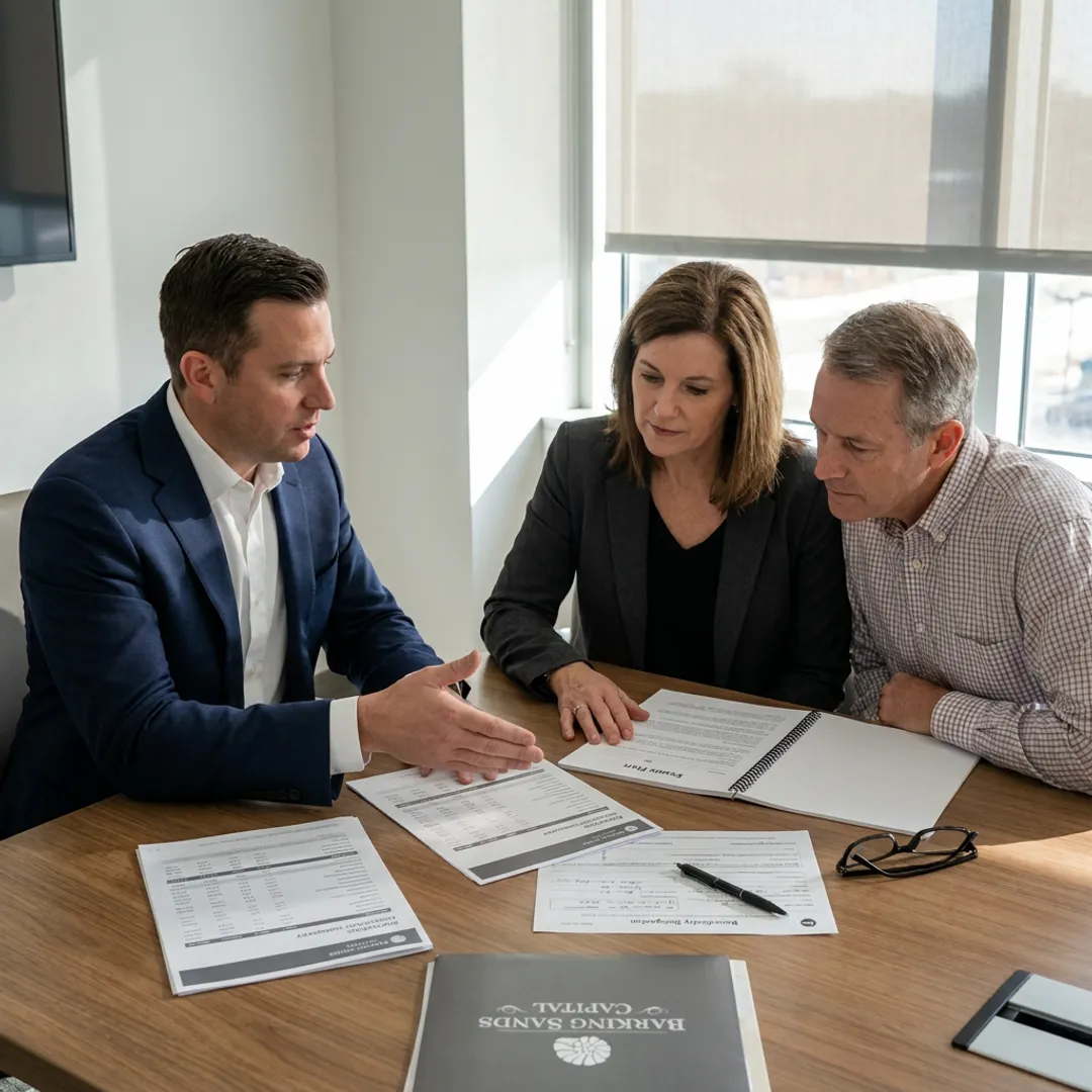 Financial advisor reviewing estate planning documents with clients