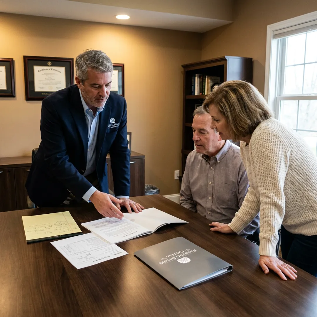 Advisor guiding clients through estate planning documents