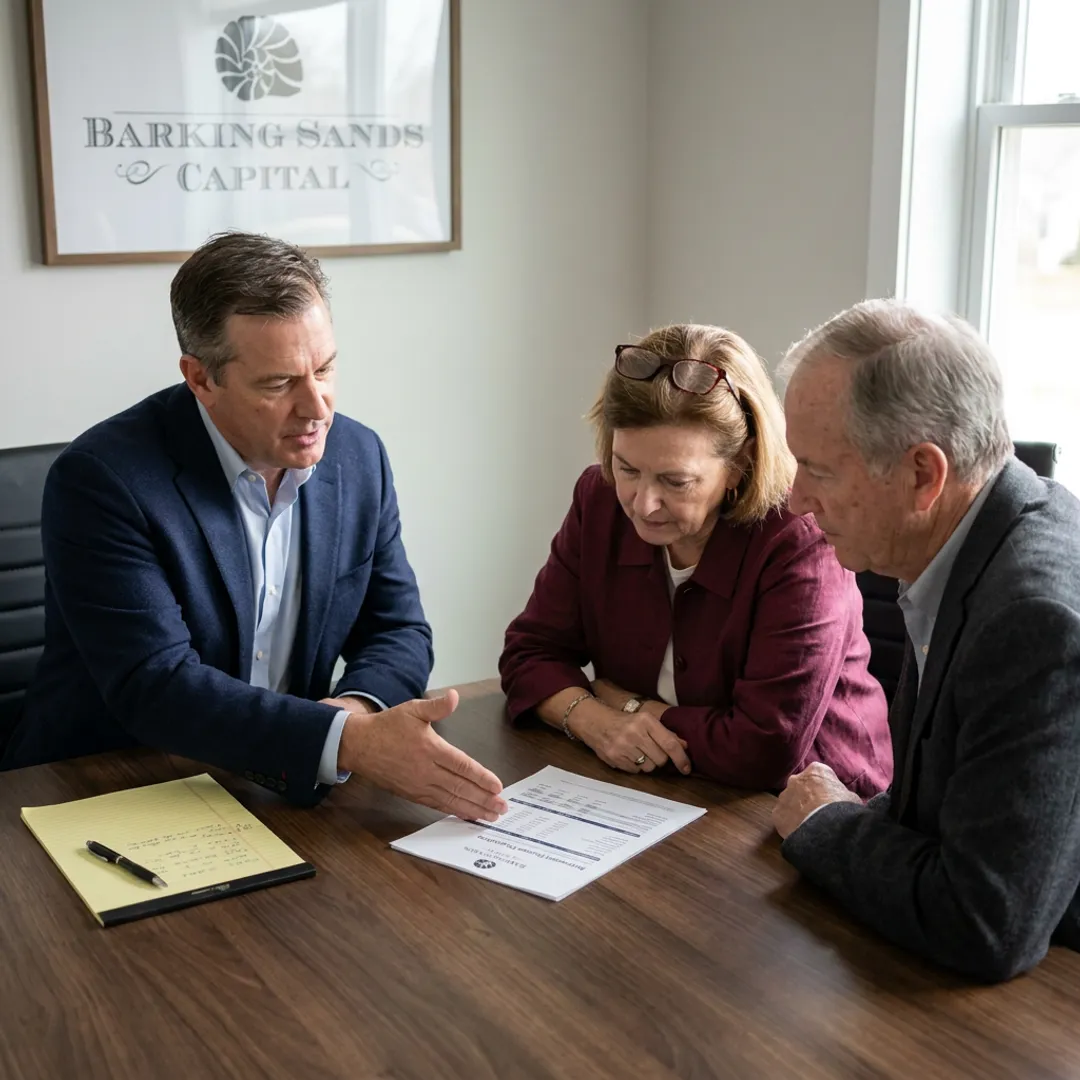Advisor reviewing retirement income plan with couple