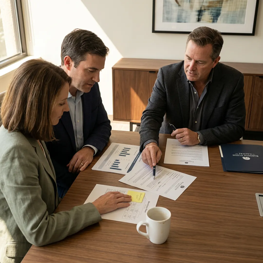 Advisor reviewing estate planning documents with clients