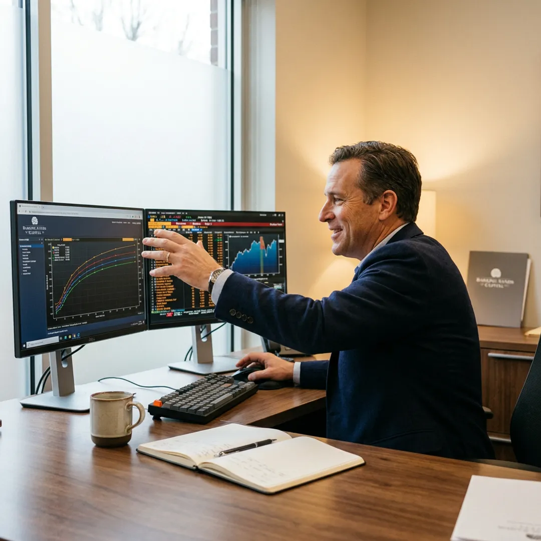 Investment manager analyzing portfolio allocation