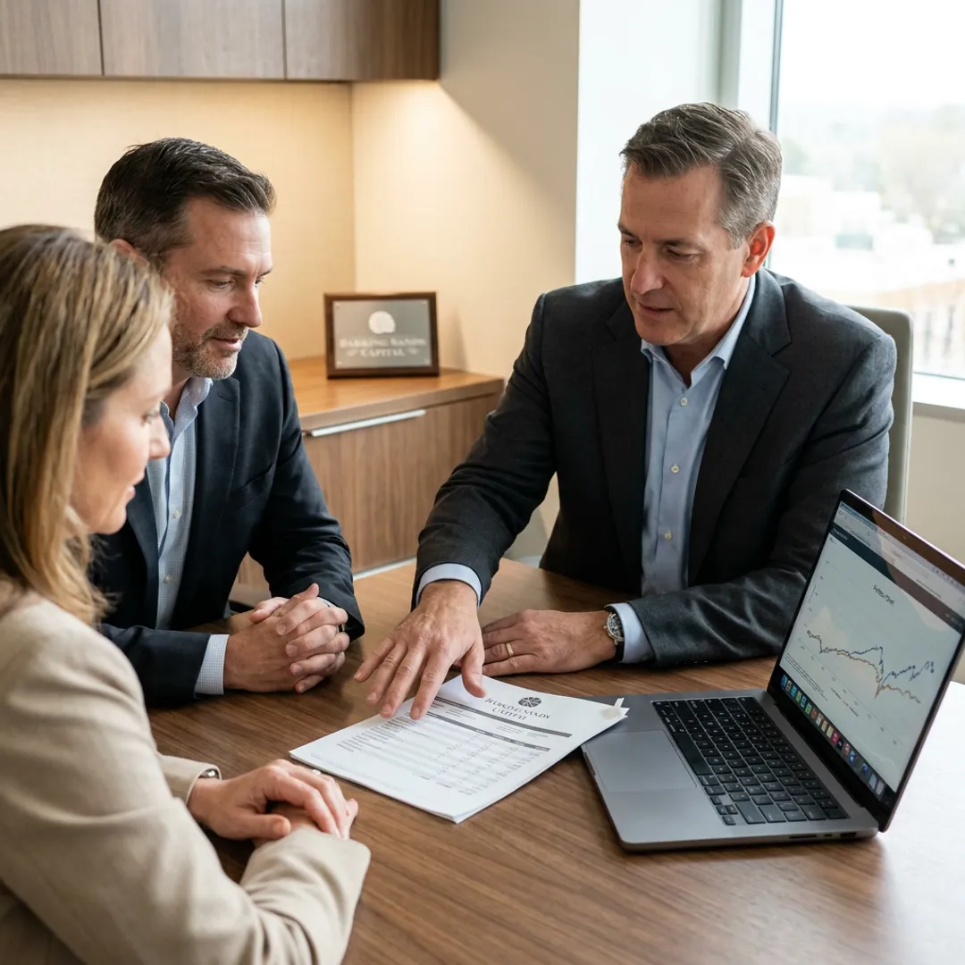 Advisor reviewing investment plan with client