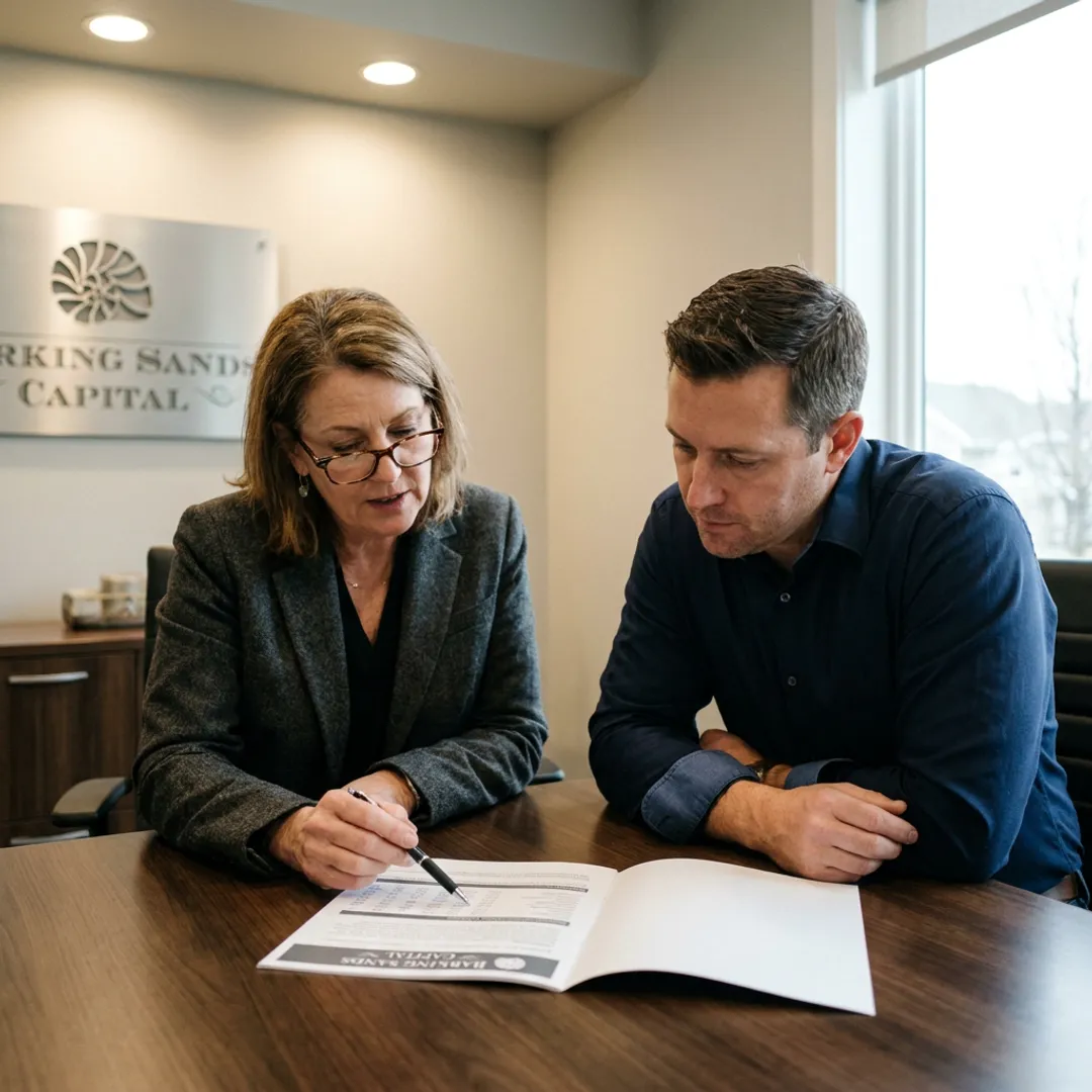 Advisor reviewing employer health plan options with business owner