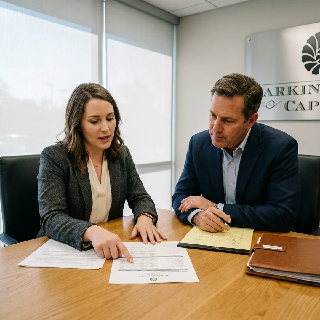 Advisor and client service associate organizing wealth management documents