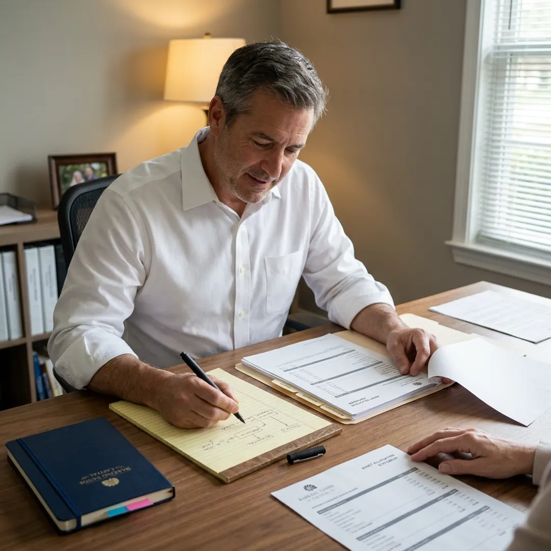 Advisor explaining estate tax planning process