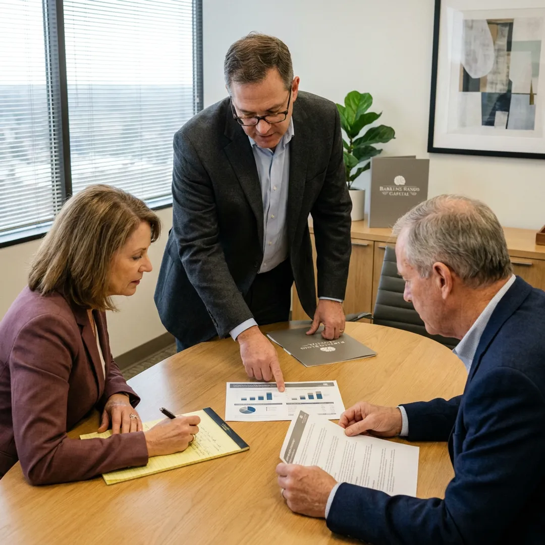 Advisor reviewing a financial plan with clients