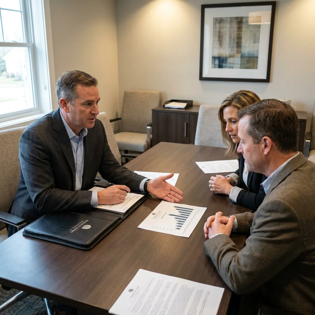 Advisor explaining business retirement planning process