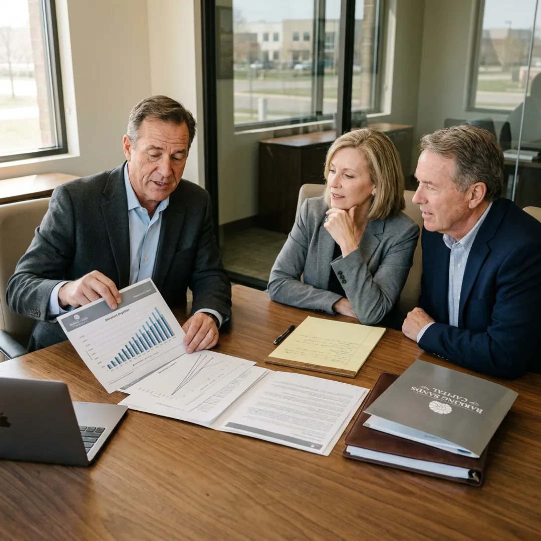 Financial advisor reviewing retirement plan with clients