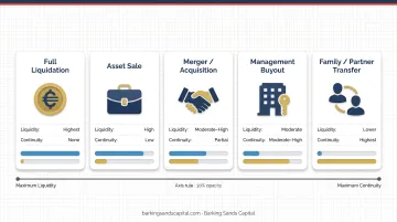 Business exit path comparison liquidity versus continuity tradeoff spectrum