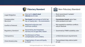 Fiduciary versus non-fiduciary advisor standards comparison chart for physicians