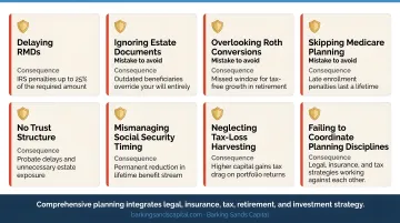 Common senior tax and estate planning mistakes to avoid retirement financial security infographic