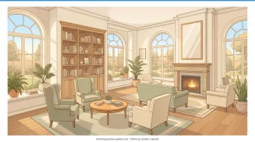 Assisted living facility common area showing comfortable senior residential care environment