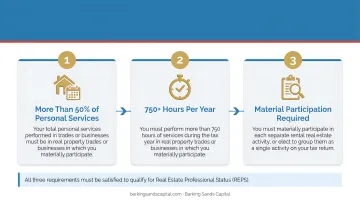 Real Estate Professional Status REPS three qualification requirements process infographic