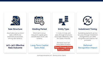 Four tax structure variables that affect business sale net proceeds comparison