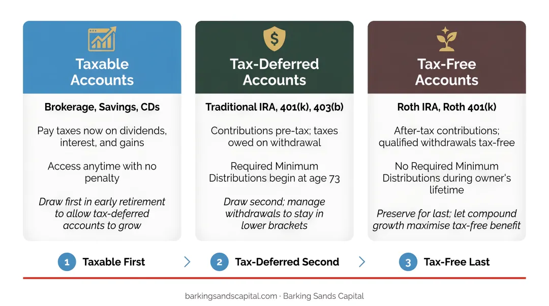 Three-bucket tax diversification framework for early retirement account withdrawal strategy