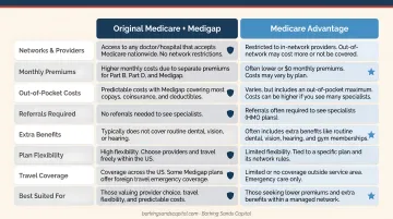 Original Medicare with Medigap versus Medicare Advantage side-by-side comparison chart