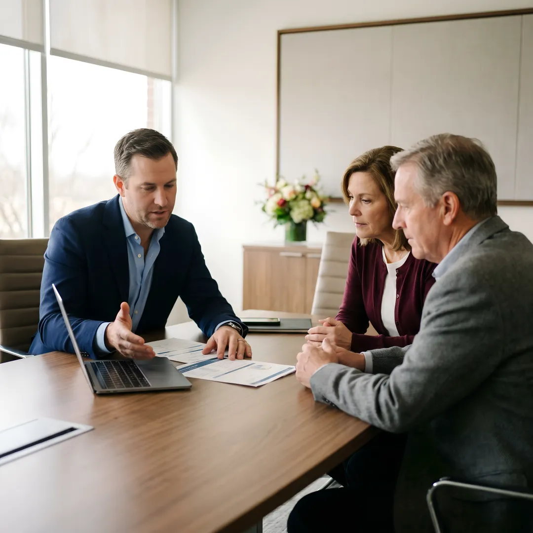 Financial planners reviewing investment and tax strategies with clients