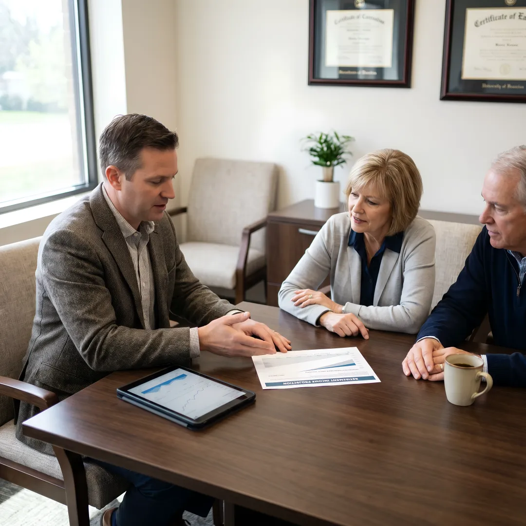 Advisor reviewing retirement income plan with couple
