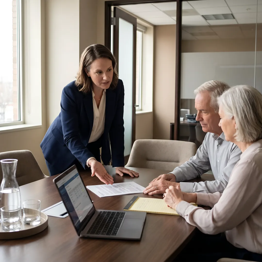 Advisor reviewing financial planning documents with a family