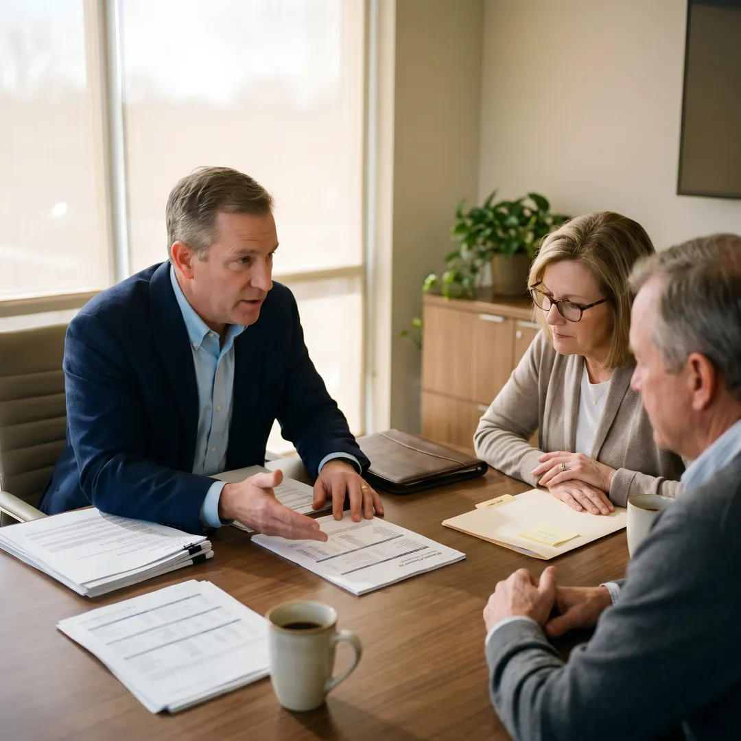 Private wealth advisor meeting with clients