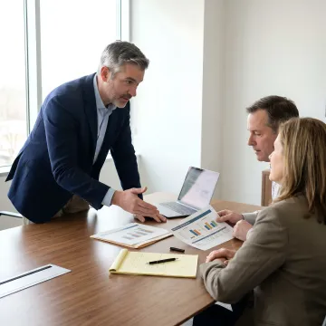 Advisor reviewing wealth planning documents with clients