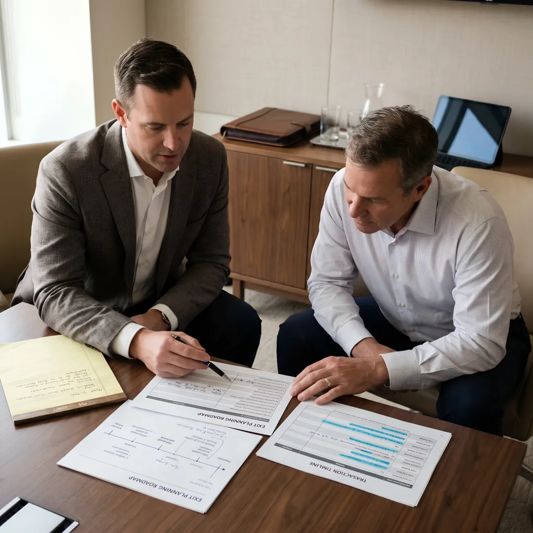 Advisor guiding business owner through exit planning steps