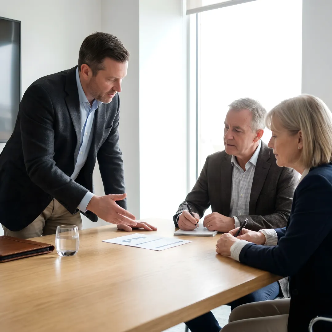 Advisor reviewing tax strategy with high-net-worth clients