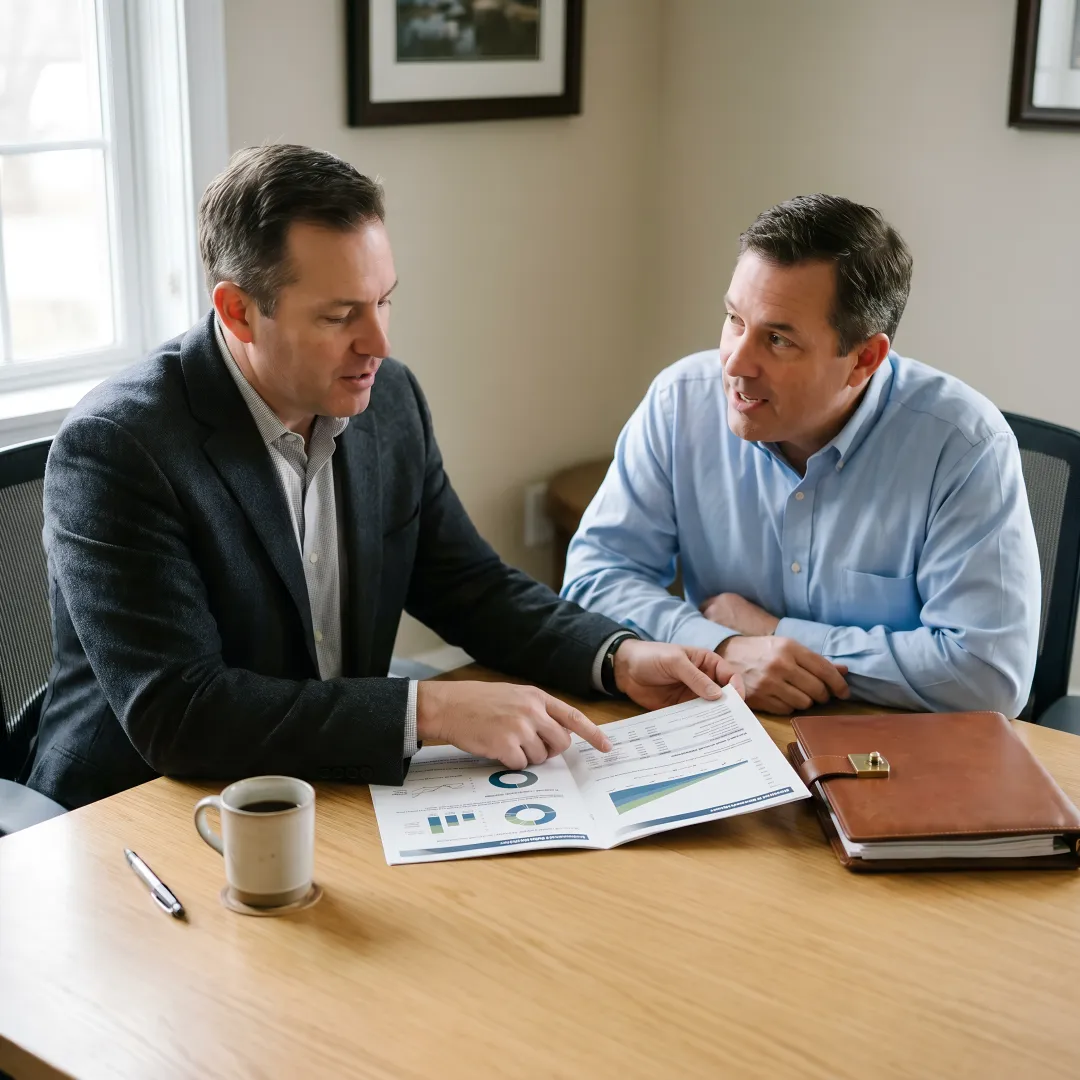 Business owner meeting with certified financial advisor