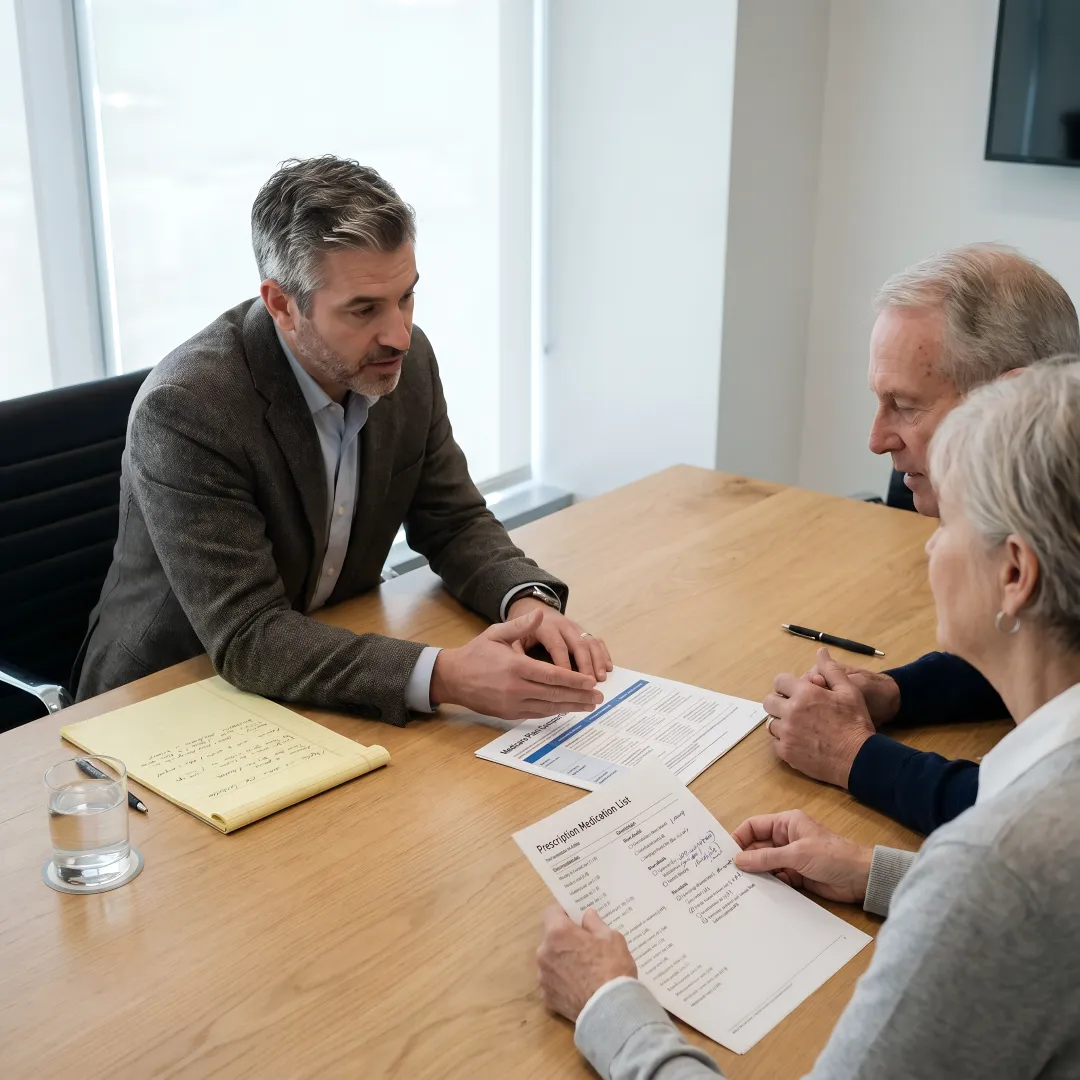 Advisor reviewing Medicare plan documents with a client