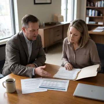 Advisor reviewing tax and business planning documents