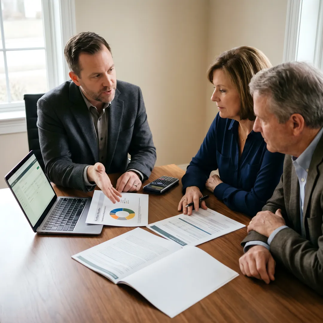 Advisor explaining a family retirement planning process