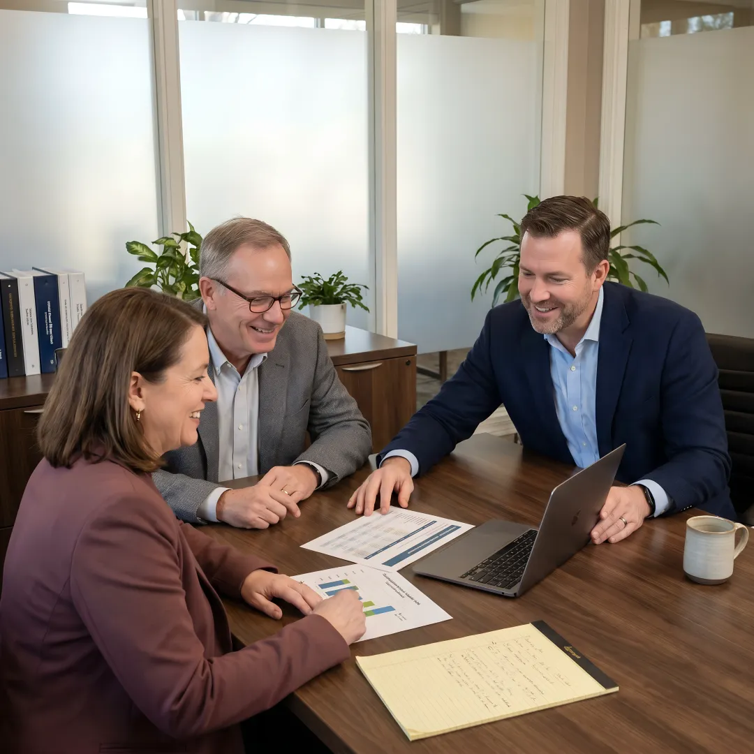 Advisor reviewing a financial planning process with clients